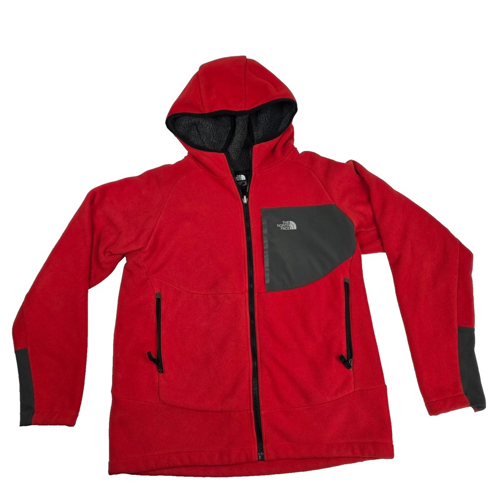 The North Face Jacket Boys XL 18-20 Red Coat Fleece Lined Lightweight Hooded‎